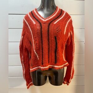 BERENICE – ORANGE RED KNIT SWEATER – SIZE S